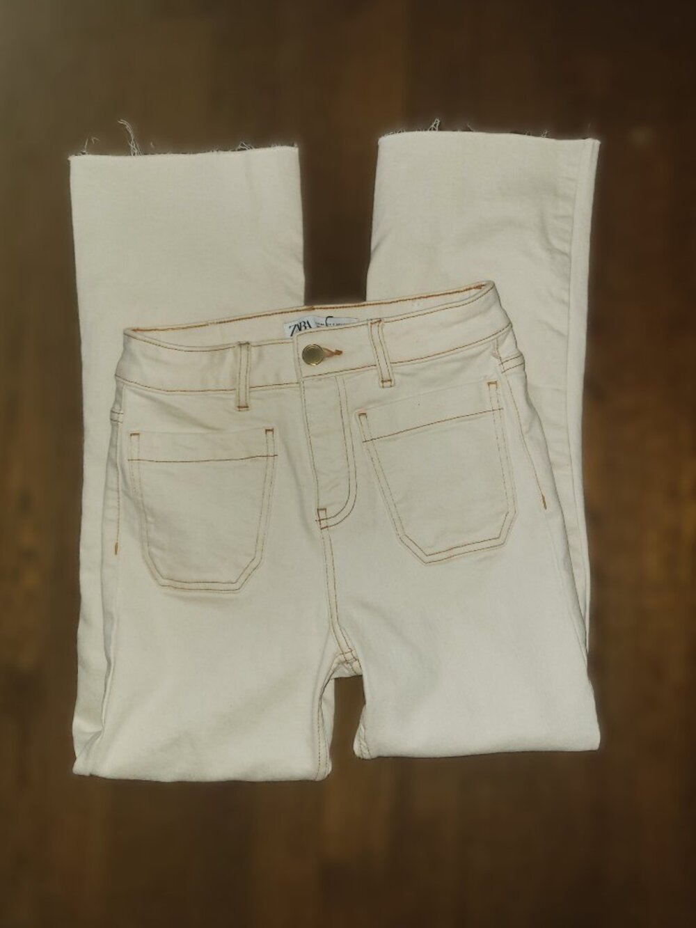 NWT! Zara Cream/Oatmeal Raw Edge Cropped Jeans - EU34/US2
